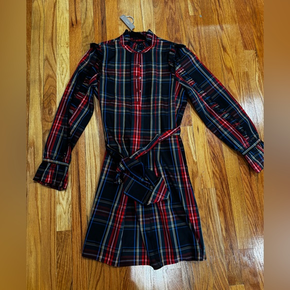 Belted ruffle dress in black Stewart tartan - Picture 5 of 5